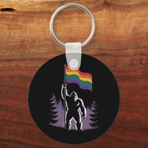 Bigfoot Rock On LGBTQ Progressieve Nieuwe Pride-vl Sleutelhanger