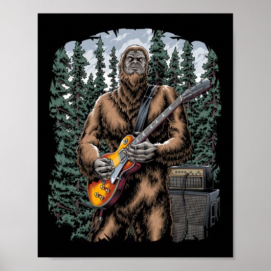 Bigfoot Rockin uit met zijn gitaar Out - Forest Ja Poster (Voorkant)