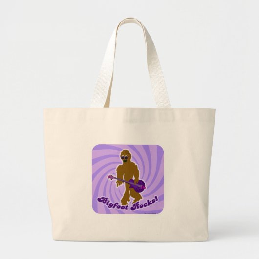 Bigfoot Rocks Funny Sasquatch Rocker Cartoon Grote Tote Bag (Voorkant)