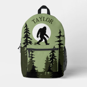 Bigfoot rondstruinend in het Sasquatch bos Bedrukte Rugzak