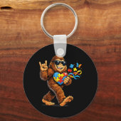 Bigfoot Rots Hand Autisme Bewustzijn Puzzel Hart Sleutelhanger (Voorkant)