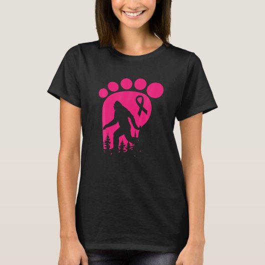 Bigfoot Roze Lint Borstkanker Bewustzijn Cool T-shirt (Voorkant)
