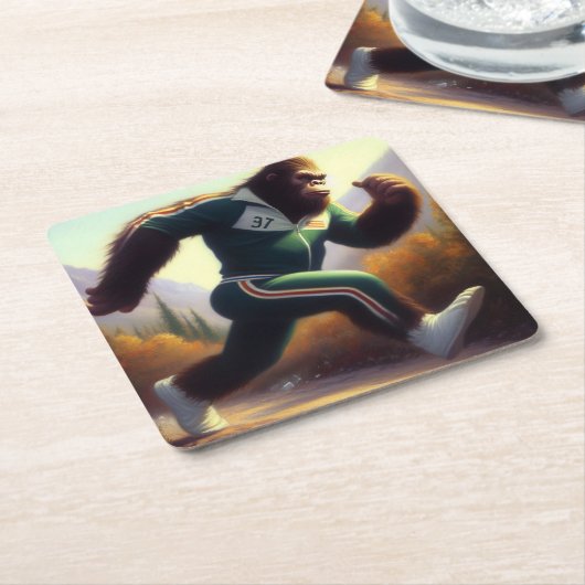 Bigfoot Running Kartonnen Onderzetters (Schuin)
