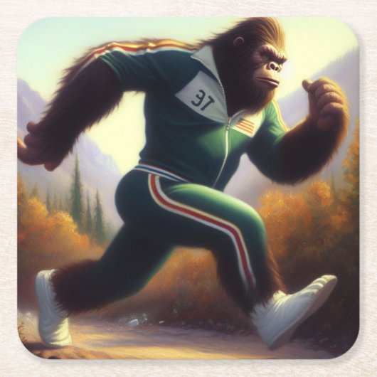Bigfoot Running Kartonnen Onderzetters (Voorkant)