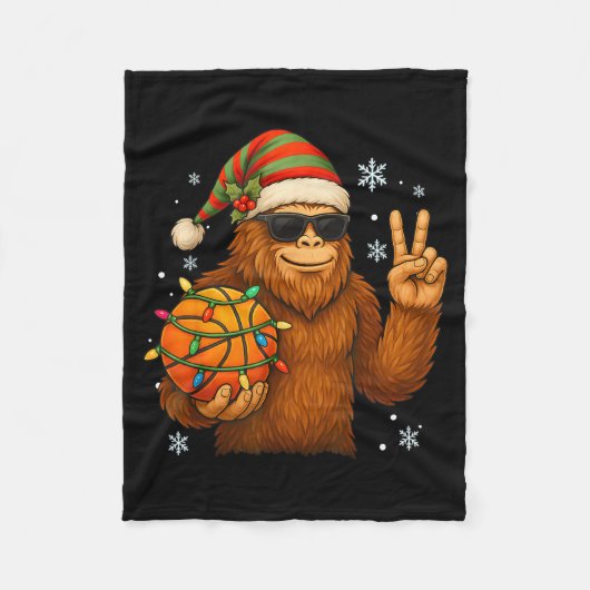 Bigfoot Santa Basketball Christmas  Fleece Deken (Voorkant)