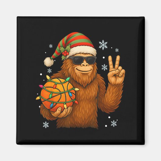Bigfoot Santa Basketball Christmas  Magneet (Voorkant)