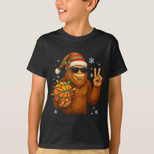 Bigfoot Santa Basketball Christmas  T-shirt (Voorkant)