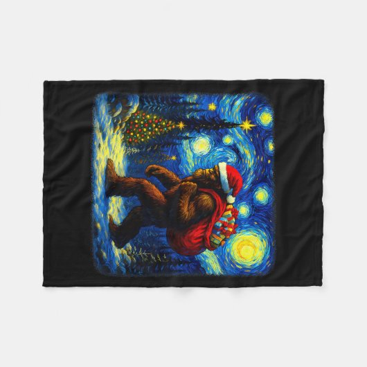 Bigfoot Santa Christmas Starry Night Sasquatch Van Fleece Deken (Voorkant (Horizontaal))