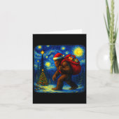 Bigfoot Santa Christmas Starry Night Sasquatch Van Kaart (Voorkant)
