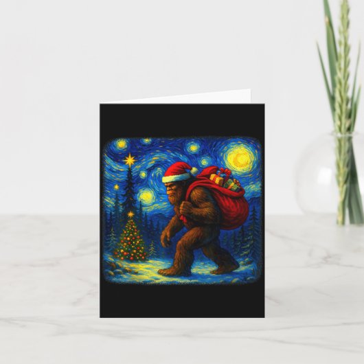 Bigfoot Santa Christmas Starry Night Sasquatch Van Kaart (Voorkant)