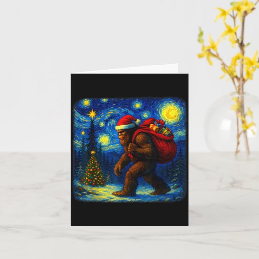 Bigfoot Santa Christmas Starry Night Sasquatch Van Kaart (Gele Bloem)