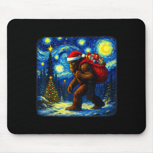 Bigfoot Santa Christmas Starry Night Sasquatch Van Muismat (Voorkant)