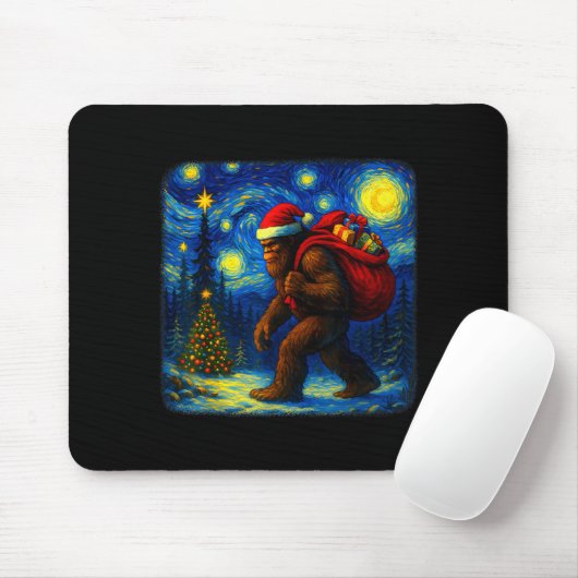 Bigfoot Santa Christmas Starry Night Sasquatch Van Muismat (Met muis)