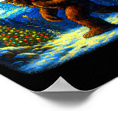 Bigfoot Santa Christmas Starry Night Sasquatch Van Poster (Hoek)