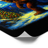 Bigfoot Santa Christmas Starry Night Sasquatch Van Poster (Hoek)