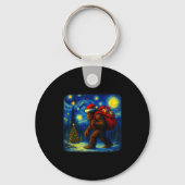 Bigfoot Santa Christmas Starry Night Sasquatch Van Sleutelhanger (Voorkant)
