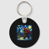 Bigfoot Santa Christmas Starry Night Sasquatch Van Sleutelhanger (Voorkant)