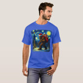 Bigfoot Santa Christmas Starry Night Sasquatch Van T-shirt (Voorkant volledig)