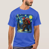 Bigfoot Santa Christmas Starry Night Sasquatch Van T-shirt (Voorkant)