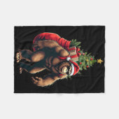 Bigfoot Santa Christmas Tree Lights Funny Xmas Sas Fleece Deken (Voorkant (Horizontaal))