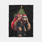 Bigfoot Santa Christmas Tree Lights Funny Xmas Sas Fleece Deken (Voorkant)
