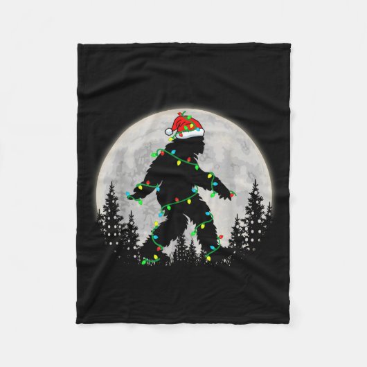 Bigfoot Santa Christmas Tree Lights Funny Xmas Sas Fleece Deken (Voorkant)