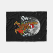 Bigfoot Santa Christmas Tree Lights Funny Xmas Sas Fleece Deken (Voorkant (Horizontaal))