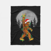 Bigfoot Santa Christmas Tree Lights Funny Xmas Sas Fleece Deken (Voorkant)