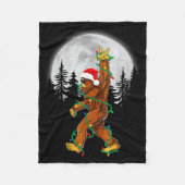 Bigfoot Santa Christmas Tree Lights Funny Xmas Sas Fleece Deken (Voorkant)