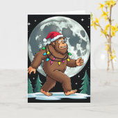 Bigfoot Santa Christmas Tree Lights Kaart (Gele Bloem)