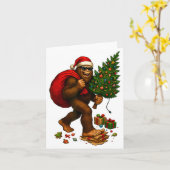 Bigfoot Santa Christmas Tree Lights Xmas Boys Men  Kaart (Gele Bloem)