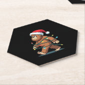 Bigfoot Santa Christmas Tree Lights Xmas Boys Men  Kartonnen Onderzetters (Schuin)