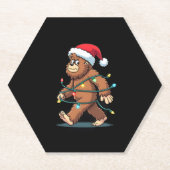 Bigfoot Santa Christmas Tree Lights Xmas Boys Men  Kartonnen Onderzetters (Voorkant)