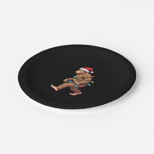 Bigfoot Santa Christmas Tree Lights Xmas Boys Men  Papieren Bordje (Gekanteld)