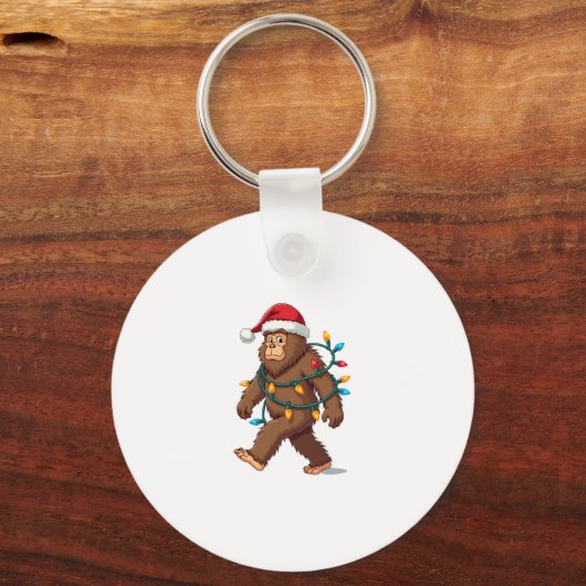 Bigfoot Santa Christmas Tree Lights Xmas Boys Men  Sleutelhanger (Voorkant)