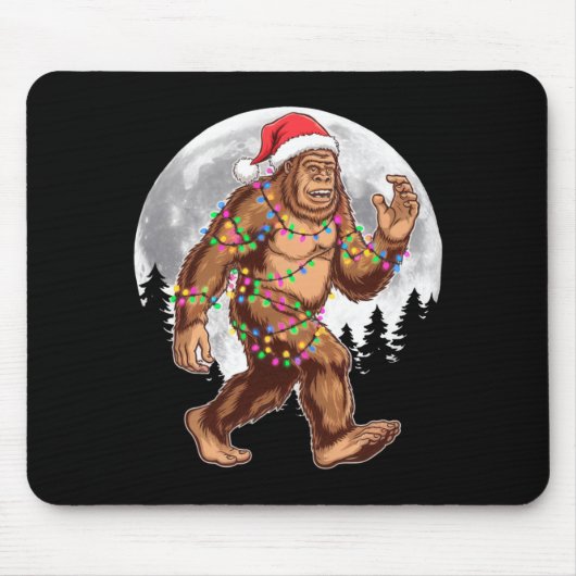 Bigfoot Santa Christmas Tree Lights Xmas Sasquatch Muismat (Voorkant)