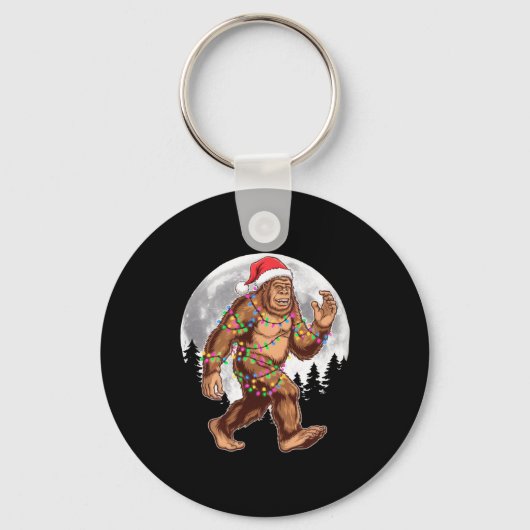 Bigfoot Santa Christmas Tree Lights Xmas Sasquatch Sleutelhanger (Voorkant)