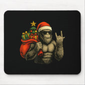 Bigfoot Santa Christmas Tree Rock On Funny Xmas Sa Muismat (Voorkant)