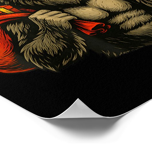 Bigfoot Santa Christmas Tree Rock On Funny Xmas Sa Poster (Hoek)