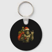 Bigfoot Santa Christmas Tree Rock On Funny Xmas Sa Sleutelhanger (Voorkant)