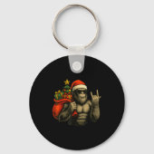 Bigfoot Santa Christmas Tree Rock On Funny Xmas Sa Sleutelhanger (Voorkant)