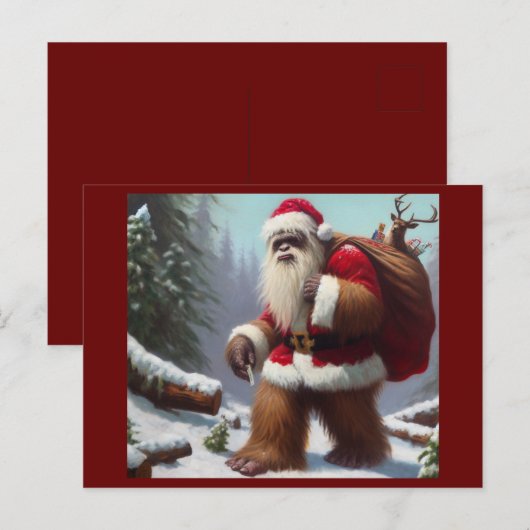 Bigfoot Santa Claus Briefkaart (Voorkant / Achterkant)