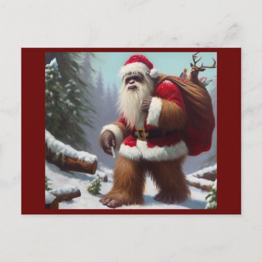 Bigfoot Santa Claus Briefkaart (Voorkant)