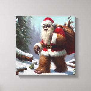 Bigfoot Santa Claus Canvas Afdruk