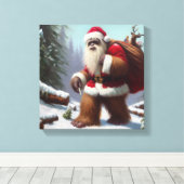 Bigfoot Santa Claus Canvas Afdruk (Insitu (Houten vloer))