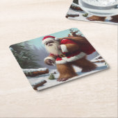 Bigfoot Santa Claus Kartonnen Onderzetters (Schuin)
