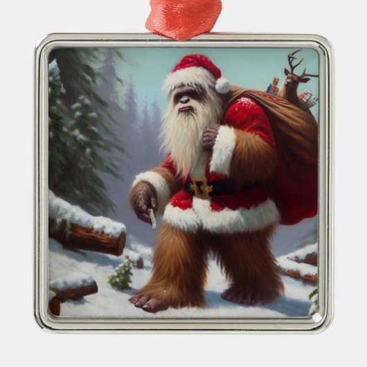 Bigfoot Santa Claus Metalen Ornament (Voorkant)