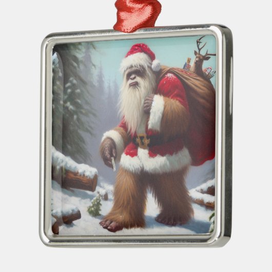 Bigfoot Santa Claus Metalen Ornament (Links)