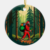 Bigfoot Santa Claus zak van geschenken Keramisch Ornament (Voorkant)