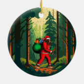 Bigfoot Santa Claus zak van geschenken Keramisch Ornament (Achterkant)